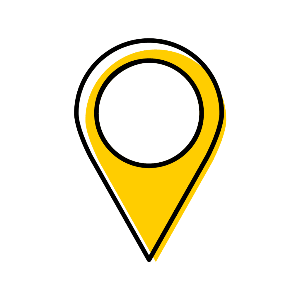 Gold and black map pin.