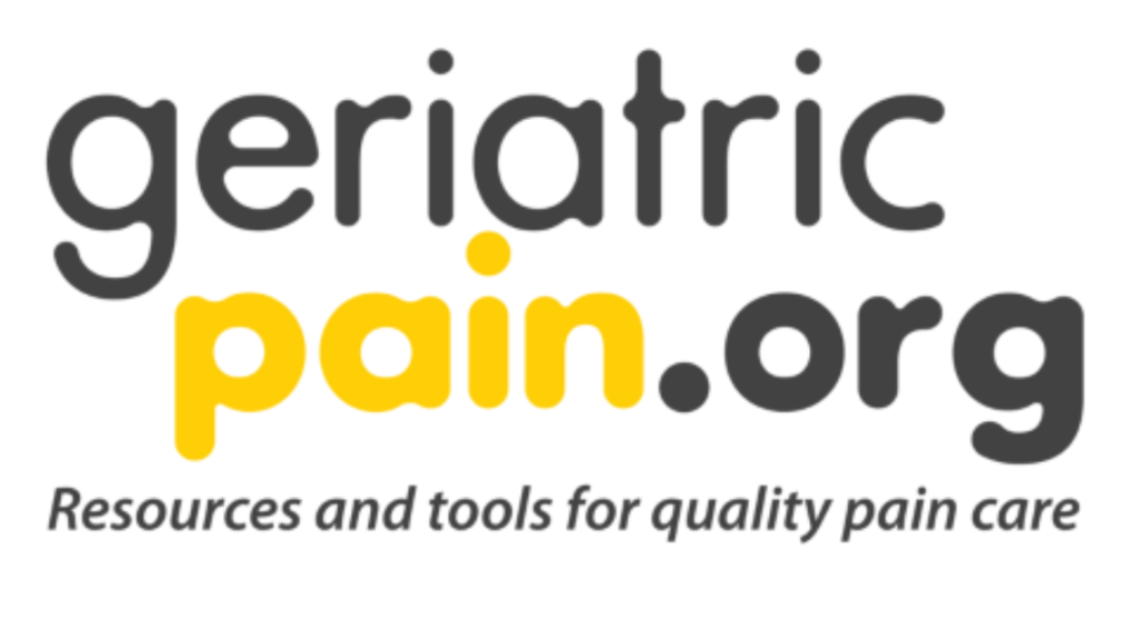 Image reads, "GeriatricPain.org- Resources and tools for quality pain care."